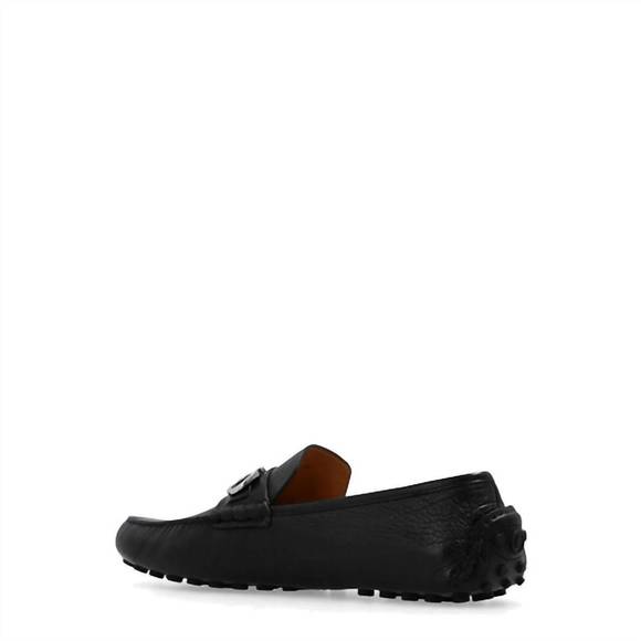 NEW SALVATORE FERRAGAMO men\'s gancini ornament driver loafer in black